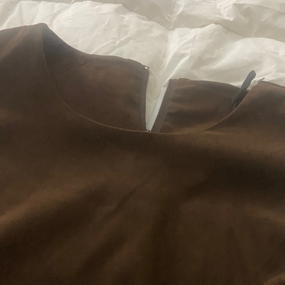 Asymmetrical suede like brown Dress - Picture 4 of 8
